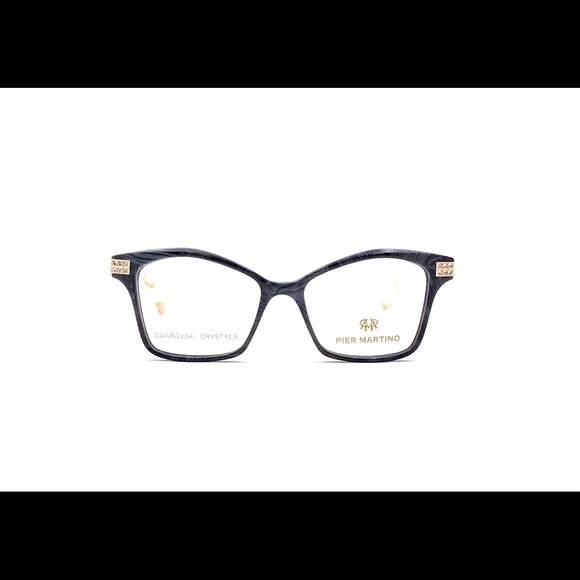 Pier Martino Italy Eyeglasses Black Onyx Marble & Ivory + Swarovski Crystals - Picture 2 of 15